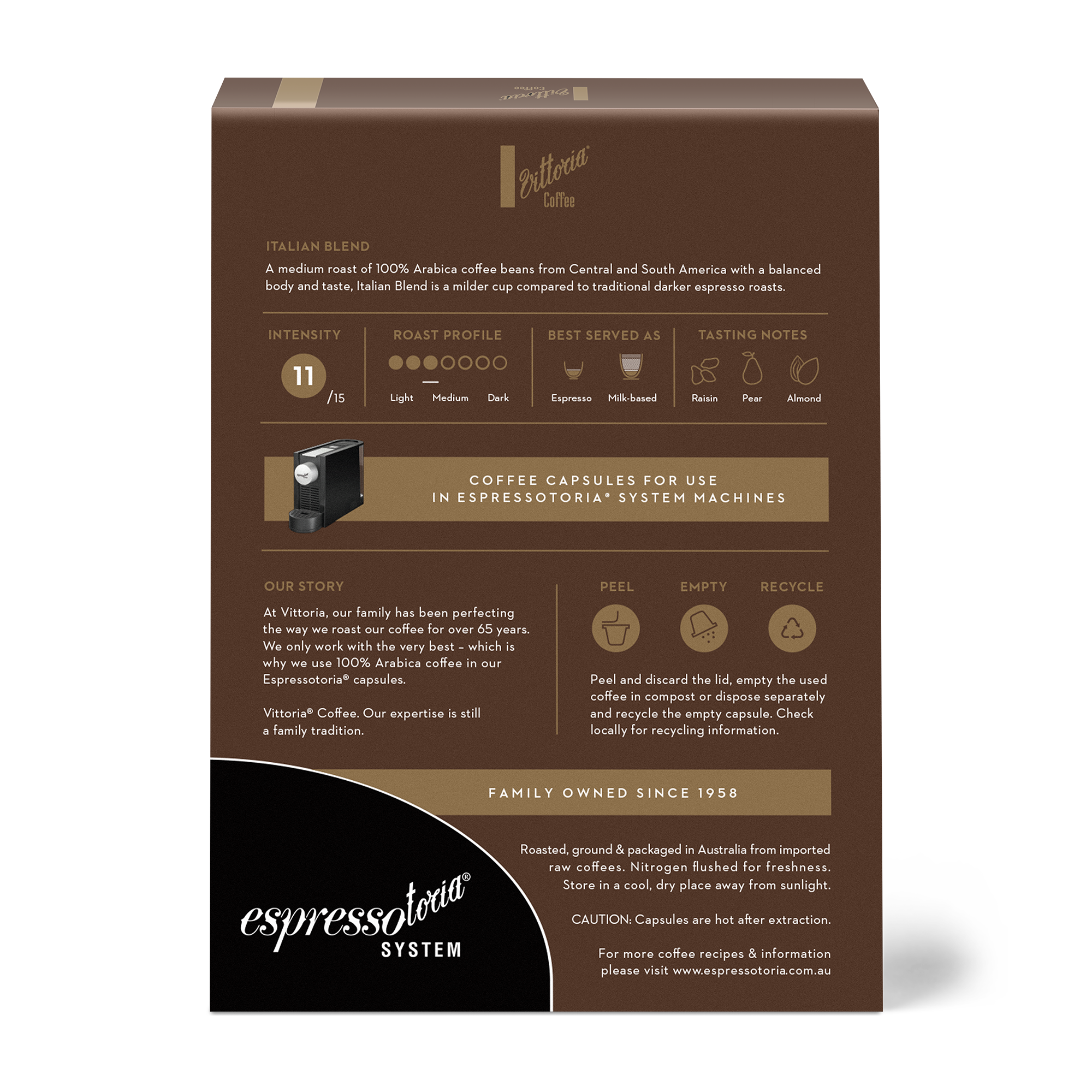 Vittoria Coffee Italian Coffee Capsules - Espressotoria® System