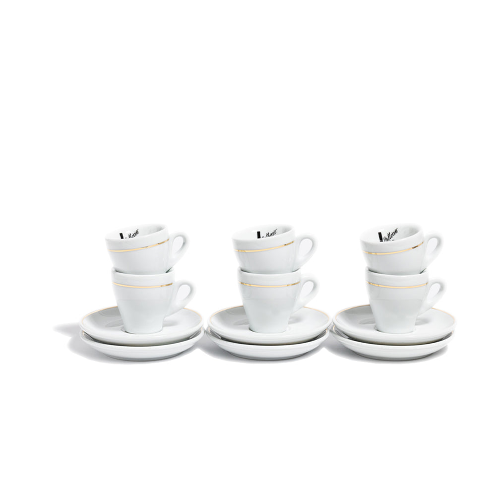 Espresso Cups and Saucer Set of 6 White