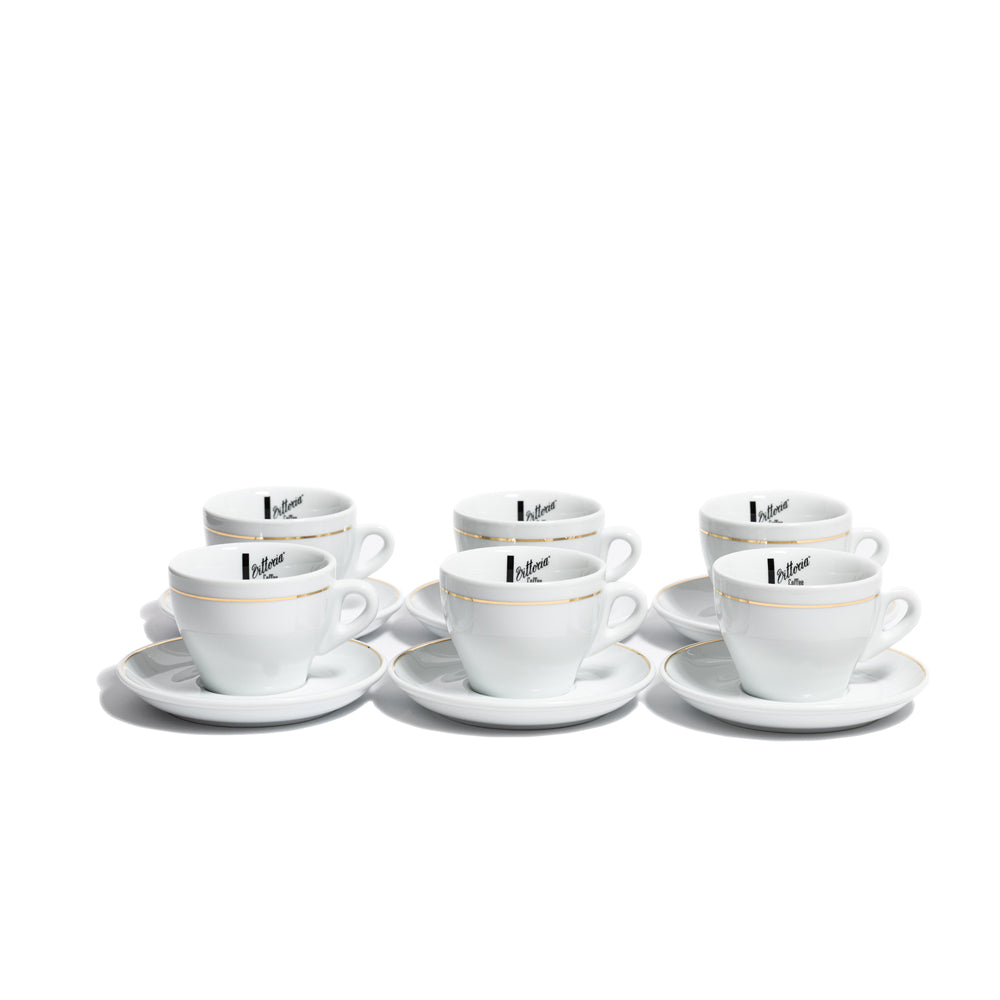Cappuccino Cup and Saucer Set of 6 White